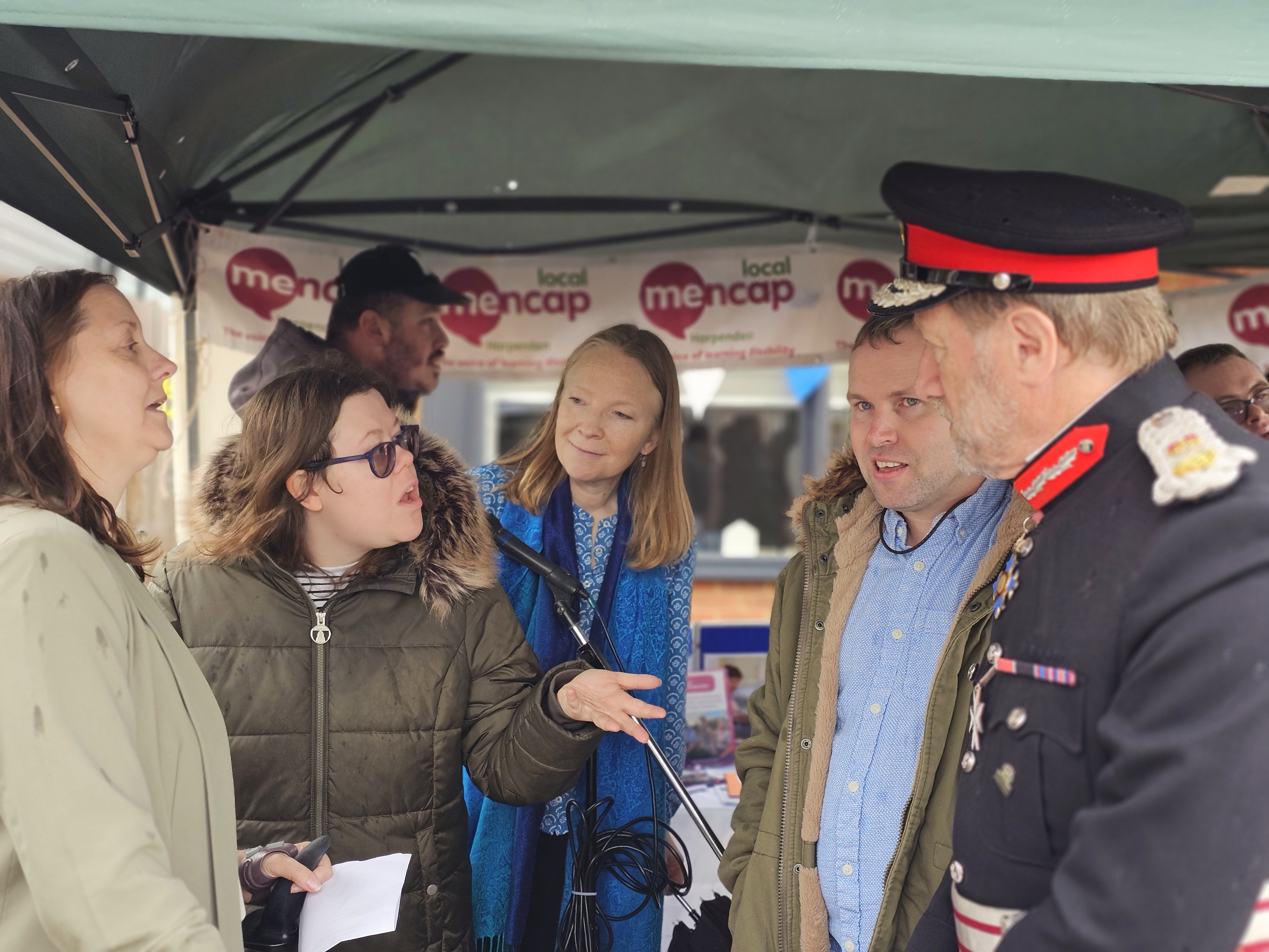 Meeting the Lord-Lieutenant at our Support Pod opening.