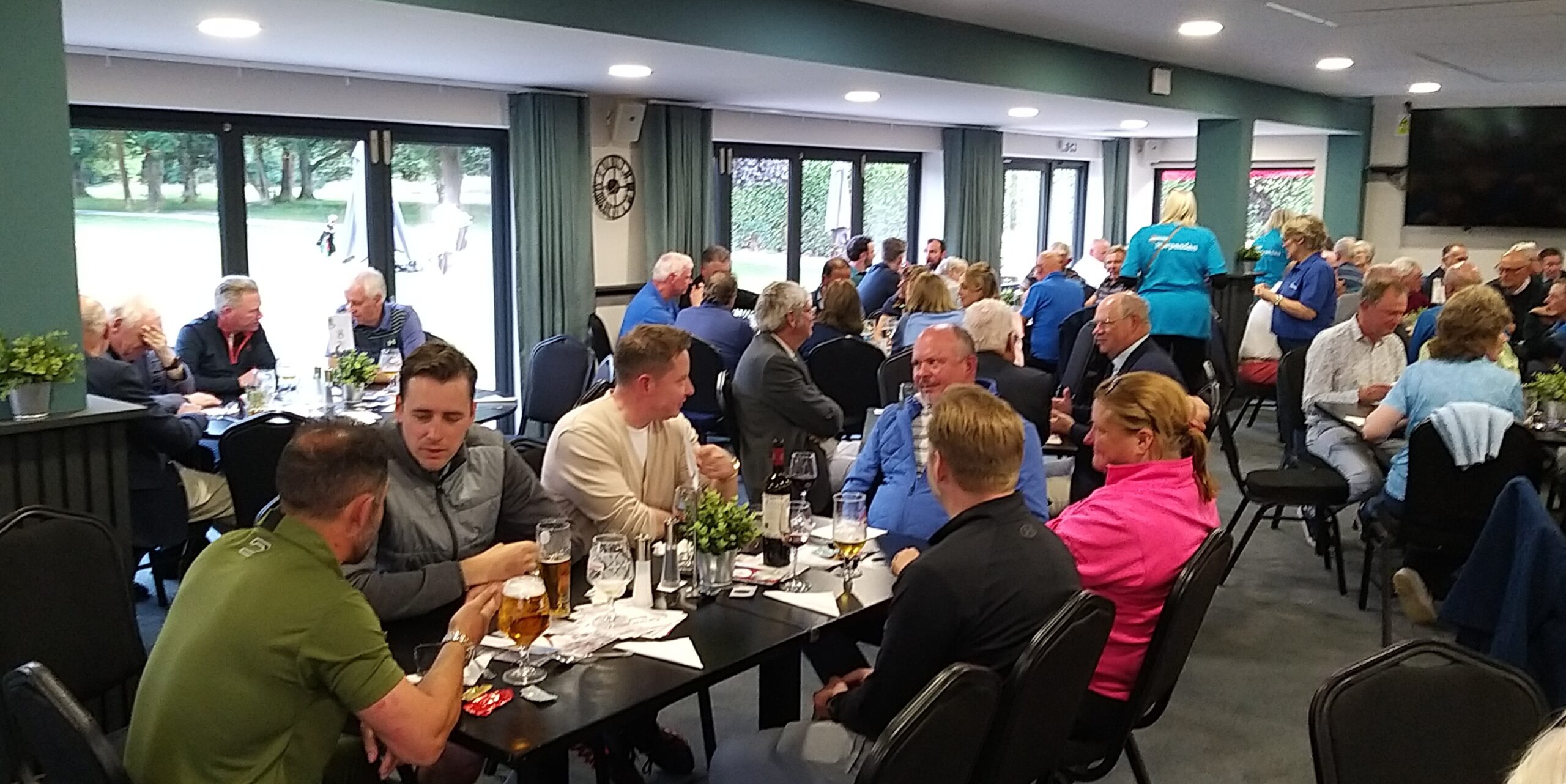 Everyone comes together at the end of the competition for drinks.